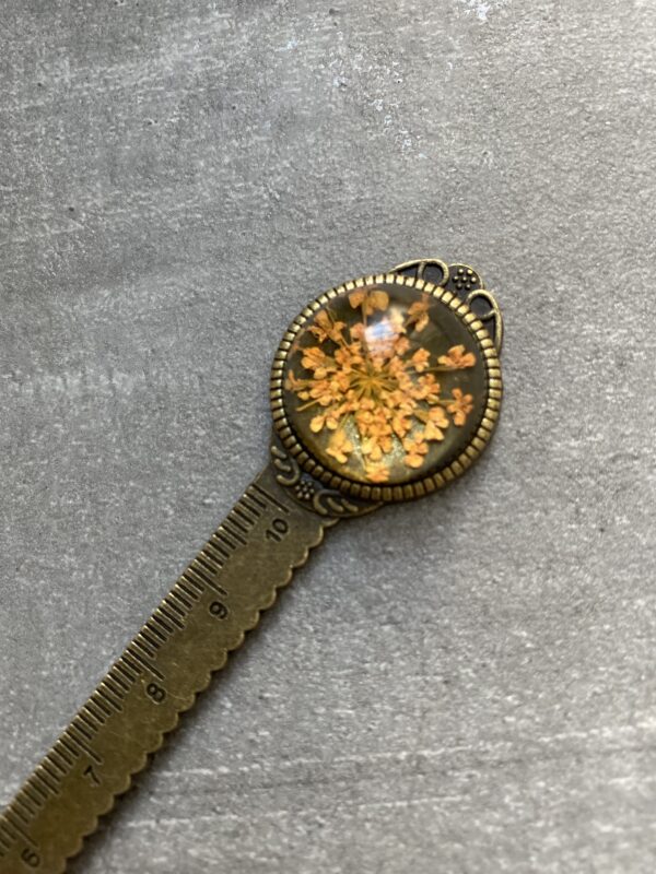 Vintage σελιδοδείκτης με χάρακα και σχέδιο λουλούδια (ανοιχτό πορτοκαλί) - 4