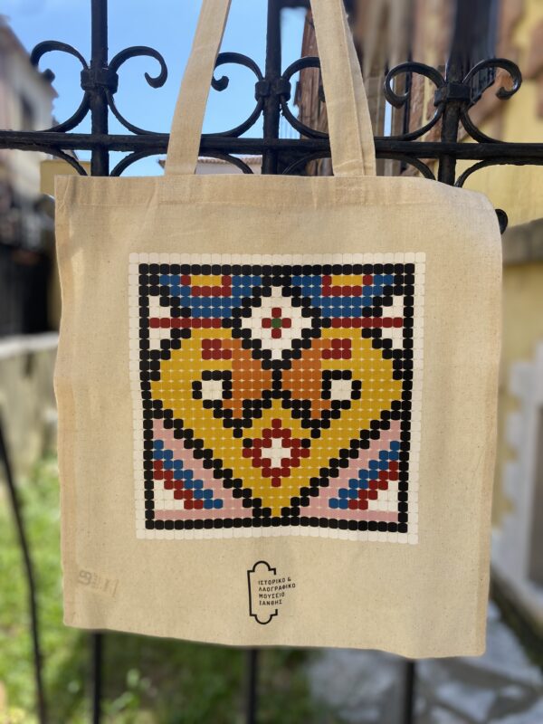 Tote bag με σχέδιο παραδοσιακό κόσμημα (μπεζ) - 1