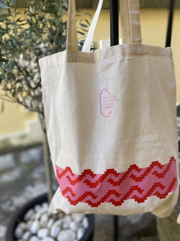 Tote bag με σχέδιο υφαντό (ροζ) - 1