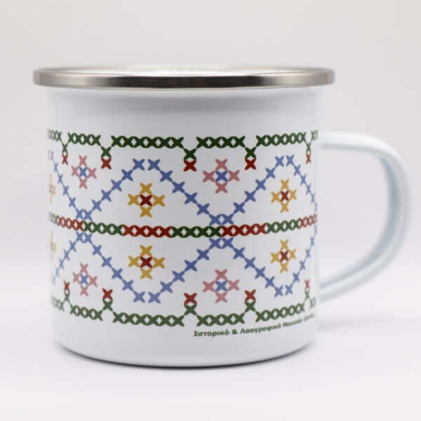 Τσίγκινη κούπα με σχέδιο από κέντημα